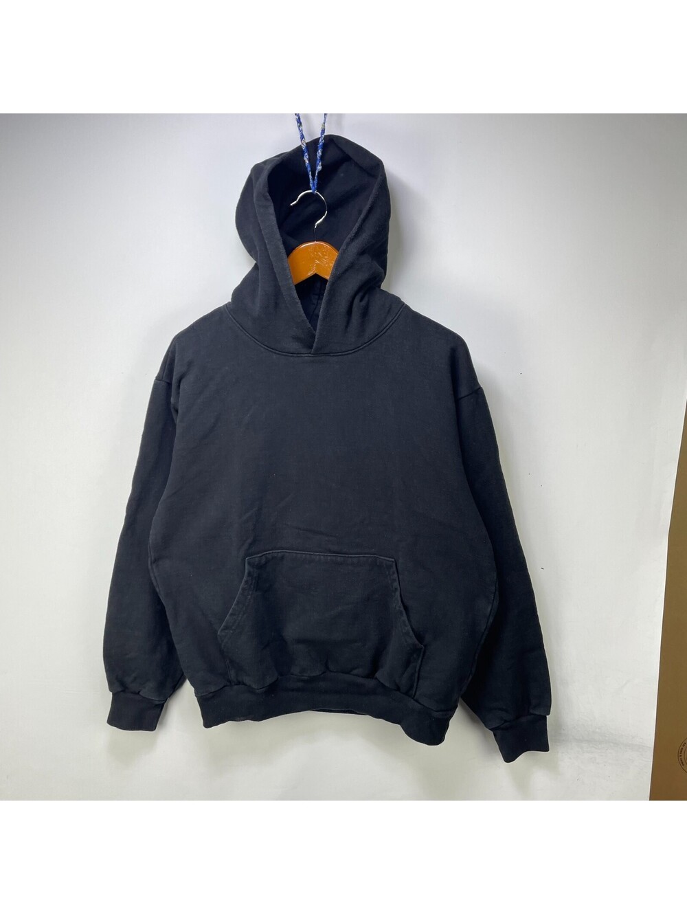 Vintage Sun Faded Blank Black Hoodie Medium Heavyweight
